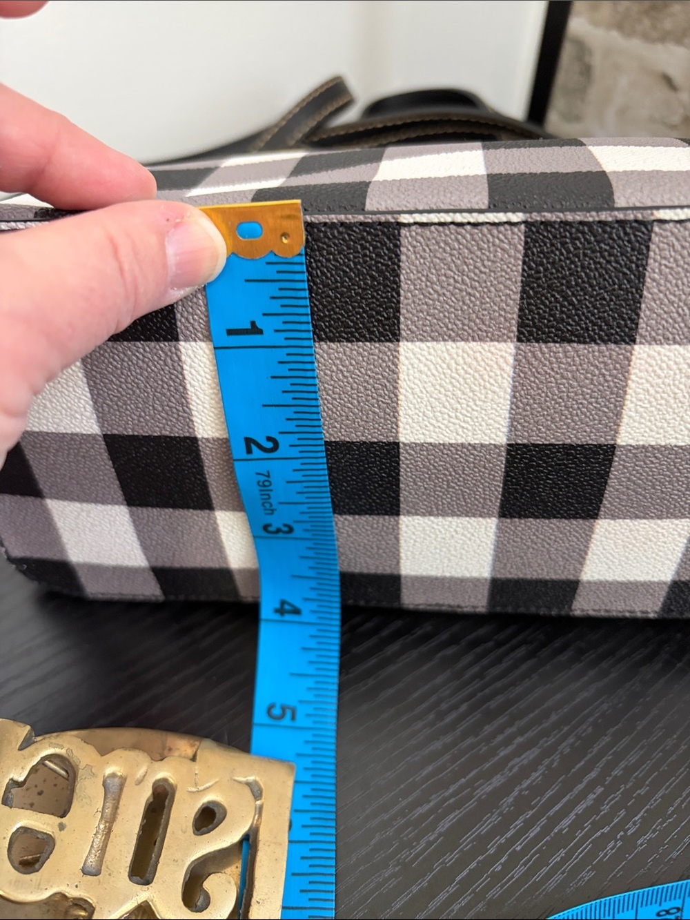 Dooney & Bourke Black and White Buffalo Check Crossbody Satchel - Picture 9 of 13